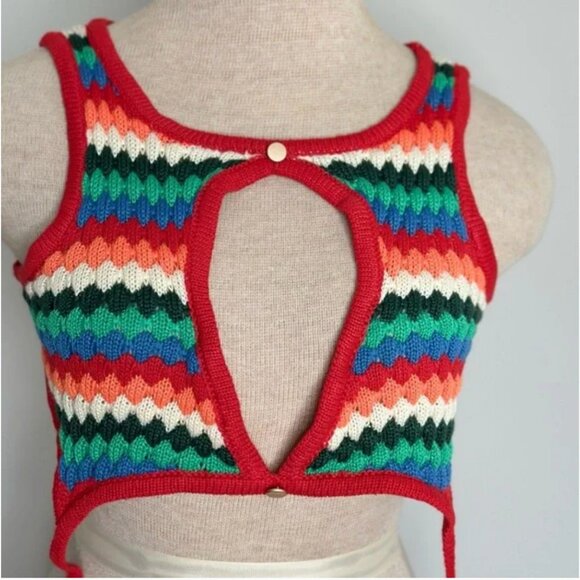 Women's Crochet Rainbow Mini Cut Out Dress Size Medium - Picture 3 of 7